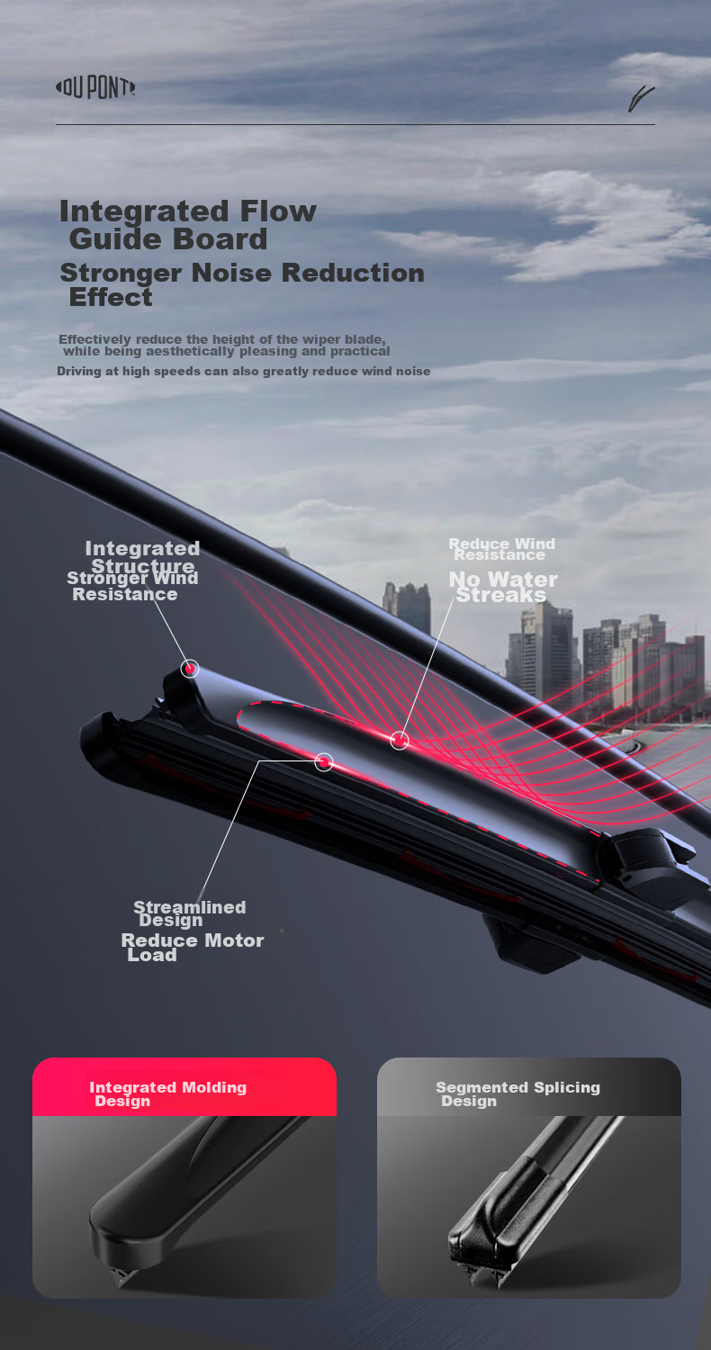 DU PONT Car Windshield Wiper Blades, Boneless Silent Rubber, for Nissan Sylphy 2012-2019 And Tiida 2011-2020 Models 11