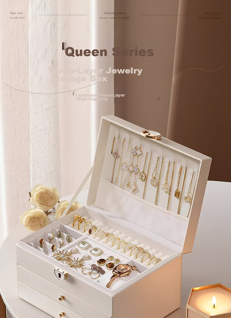 Bahainiao Jewelry Storage Box with Lock, High-End Exquisite Multi-Layer Jewelry Organizer for Gold Earrings, Necklaces And Bracelets, Qixi Valentine's Day Gift 1