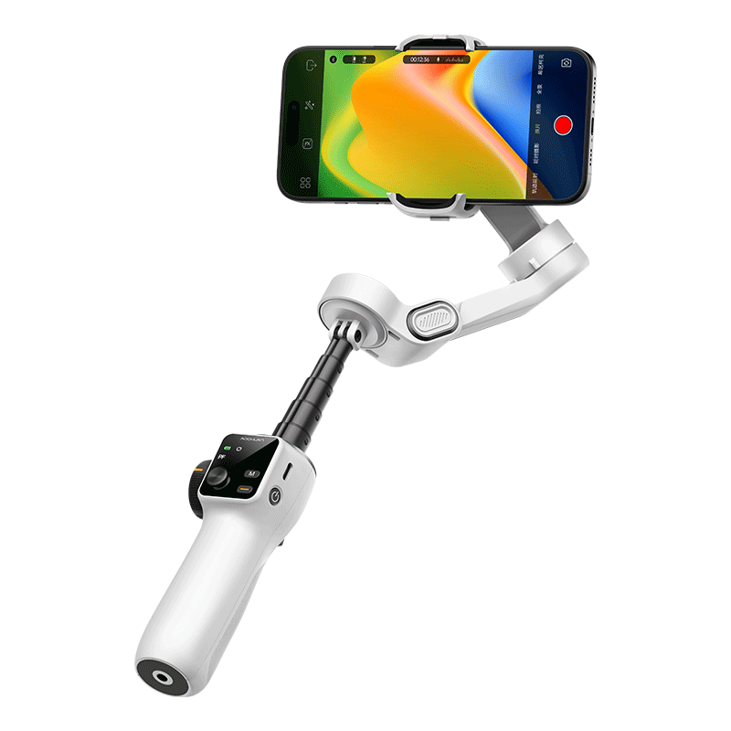 Aochuan V8 Smartphone Gimbal Stabilizer, Three-Axis Anti-Shake Handheld Shooting Video Vlog, Intelligent Follow Smartphone Photography Selfie Stick, Fully Automatic Tracking for Travel, White