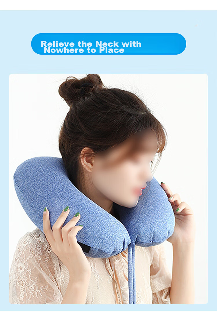FOOJO Travel Inflatable U-Shaped Neck Pillow, Portable Nap Pillow, Backrest Cushion, Neck Protector, Airplane Sleeping Aid 3