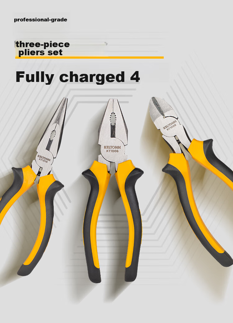 KELTONN Pliers Set of Three: 6-Inch Tiger Pliers, Needle-Nose Pliers, Diagonal Pliers, Side-Cutting Pliers, Wire Cutters Combination Household Tools 2