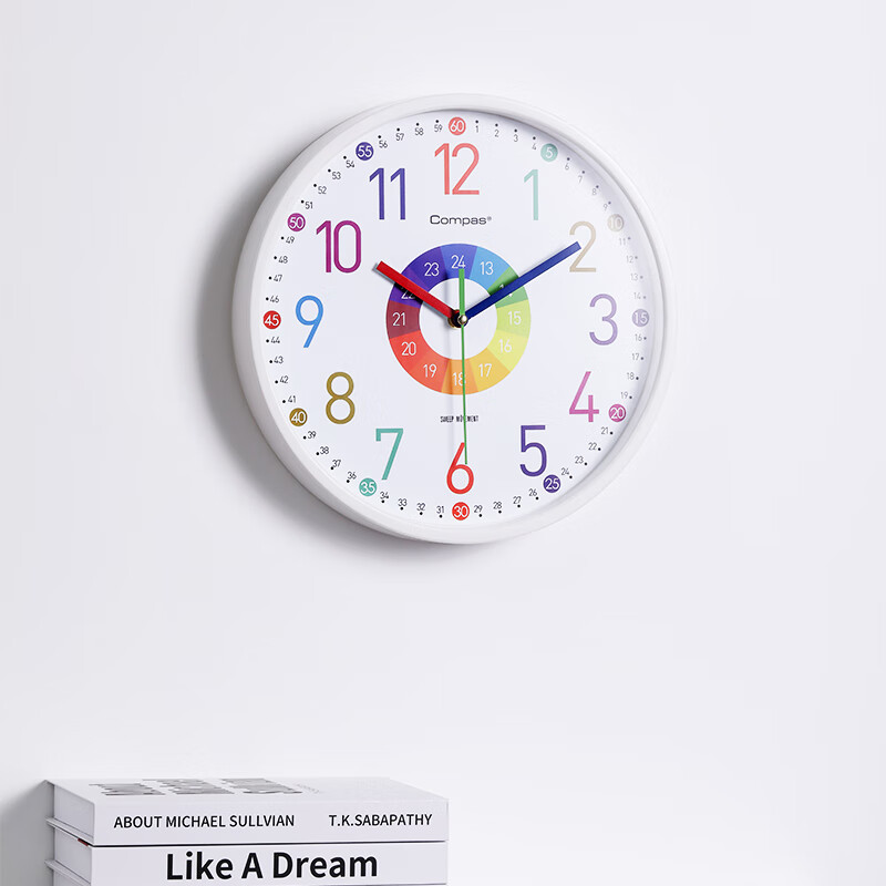 Настенные часы Compas Living Room Wall Clock, кварцевые, для раннего обучения детей, 7866 белые 30см