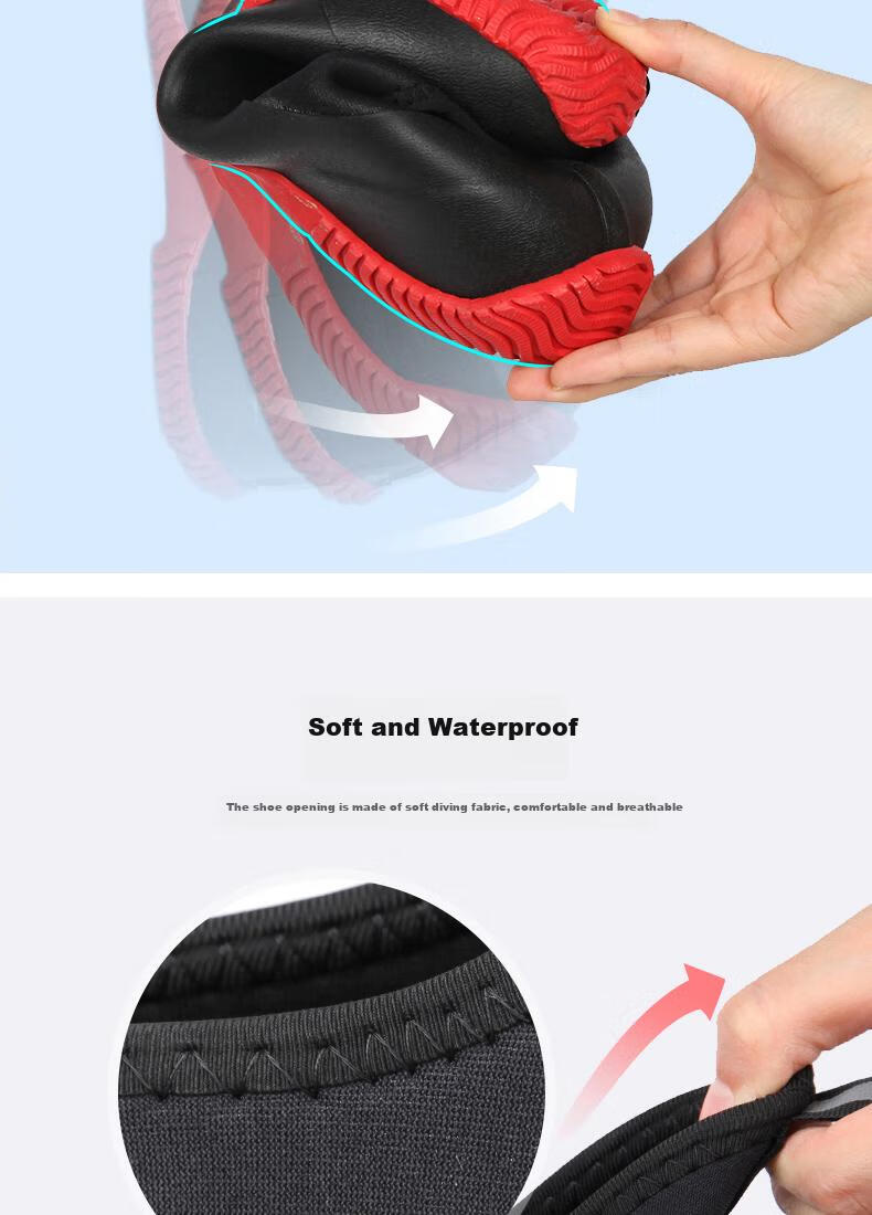 Jolly Walk Rain Boots, Waterproof Shoes, Men's And Women's Rubber Boots, Fashionable Rain Boots, Work Safety Overshoes, JW218, Red And Black, Size 44 9