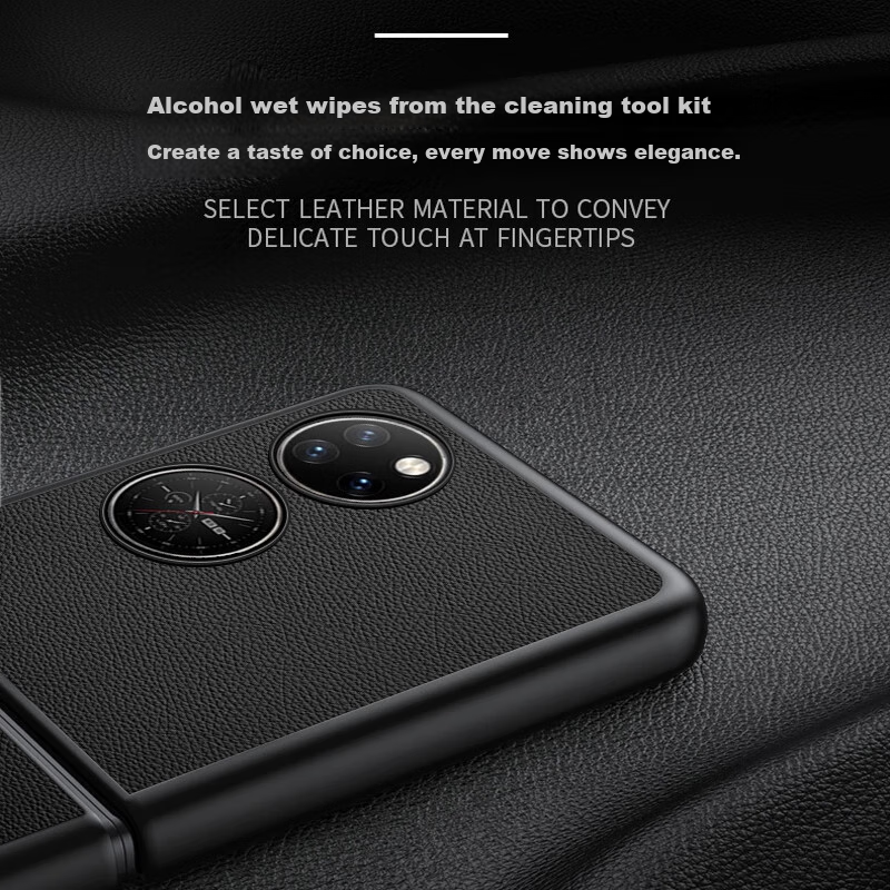 Чехол для Huawei P50 Pocket, кожаный, противоударный, черный