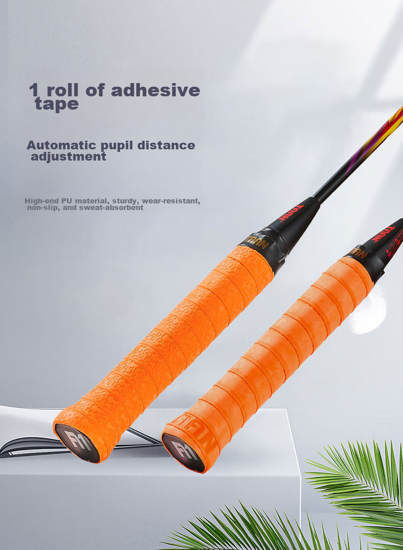 Taan Badminton Racket Grip Tape, Matte Anti-Slip Sweat-Absorbing Handle Tape with Q10, Three-Pack (White/orange/gray) 2