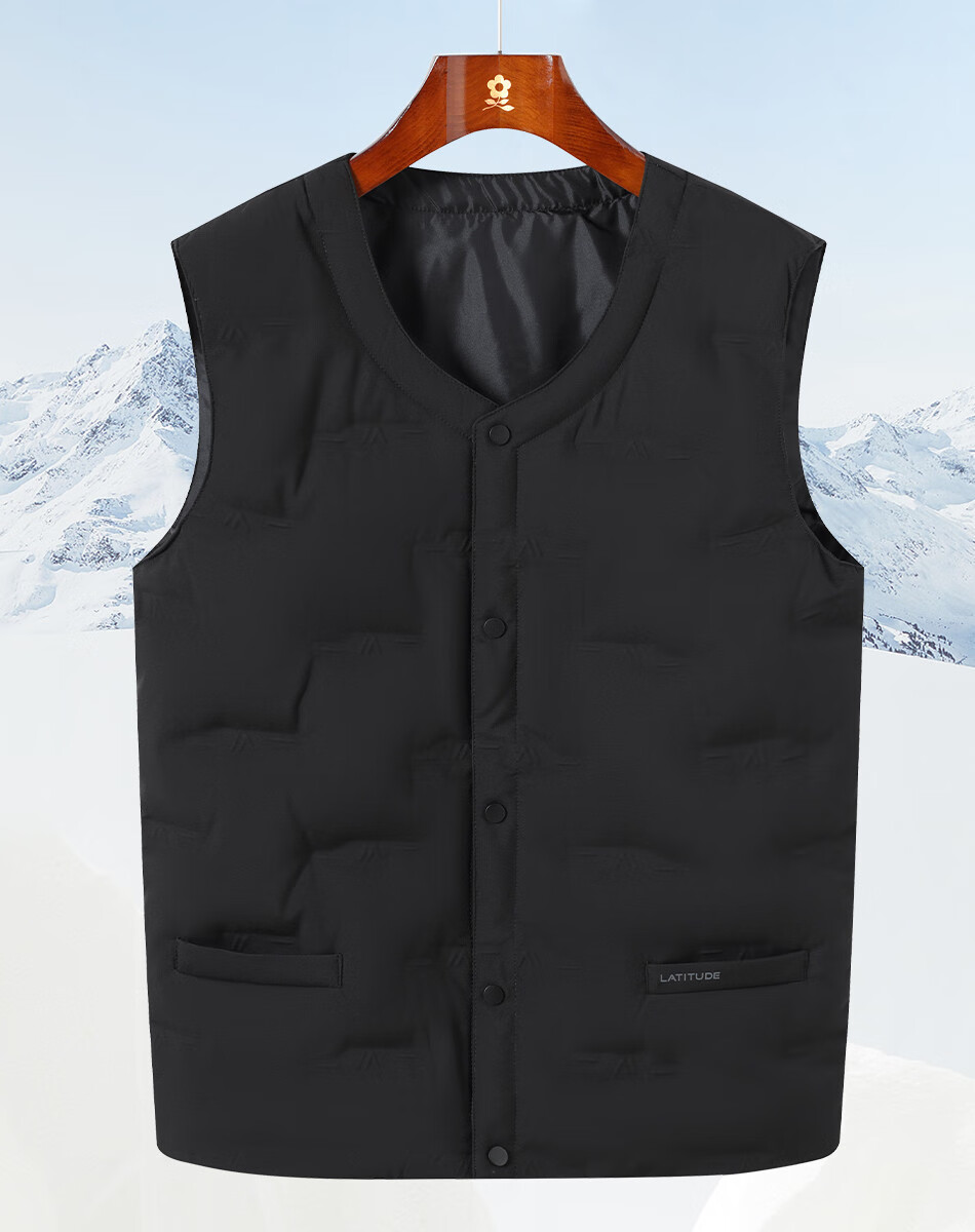 MONTAGUT Winter Men's down Jacket, 90% Goose down Vest, V-Neck Anti-Pilling Warm Vest Coat, Black, 3XL 1