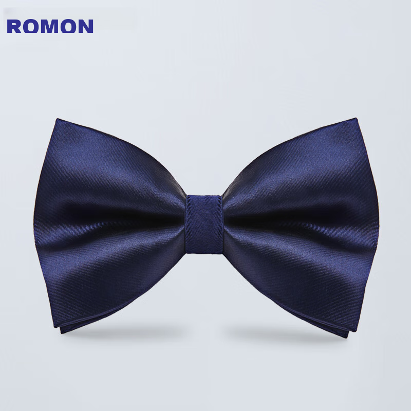 Luomeng Men's Bow Tie, Formal Wear for Groom's Wedding, Fashionable Bow Tie, Solid Color Bow Tie, Navy Blue