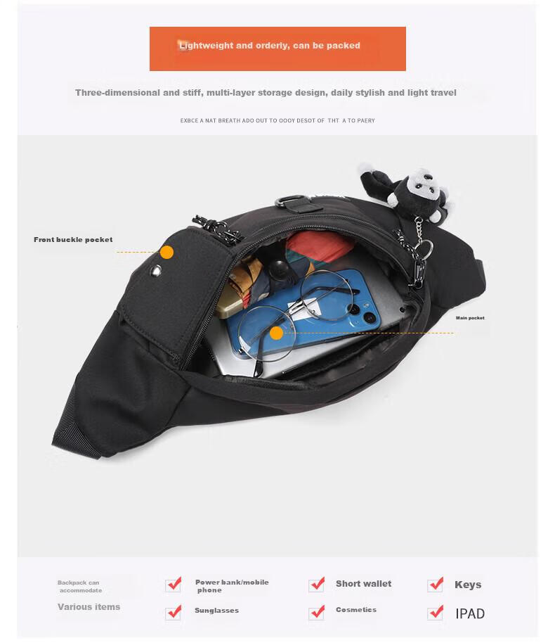Viney Crossbody Bag for Men And Women, Cycling Japanese-Style Shoulder Bag, Large Capacity Phone Bag, Casual Waist Pack, Chest Bag, Trendy Men's Bag, Sports Nylon Canvas Women's Bag, Fashionable Travel Functional Chest Pack, Commuter Light Luxury Business Bag 4