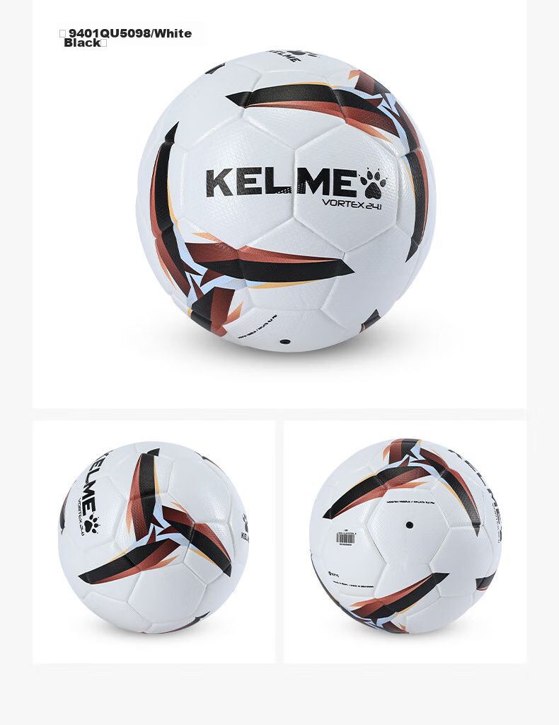 KELME Machine-Stitched Soccer Ball for Training, Matches And Youth Development, Adult Standard Size 5 Ball, White with Blue Trim, Size 5 16