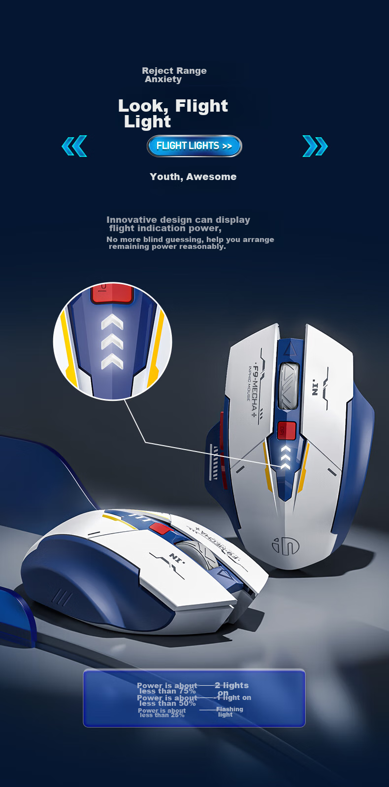 INPHIC F9 Wireless Gaming Mouse Wired Bluetooth Tri-mode Office Mouse Right-handed Hardware Macro Desktop Laptop 2.4G Portable 12800DPI V2 Silent Edition 3
