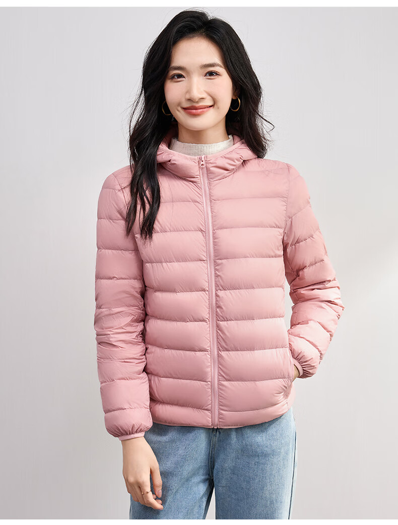 JEANSWEST 2025 Winter Hooded Lightweight Short Down Jacket White Duck Down Warm Comfortable Light Blue XL 9