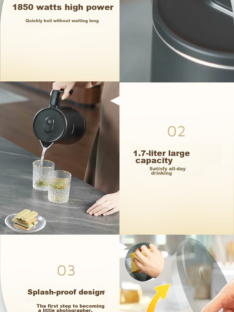 PHILIPS Electric Kettle, Precise Temperature Control Water Boiler, Food-Grade 304 Stainless Steel, 1.7L Household High-Power Double-Layer Temperature Control, Anti-Scalding And Anti-Dry Burning Protection, HD9396 Gift 11