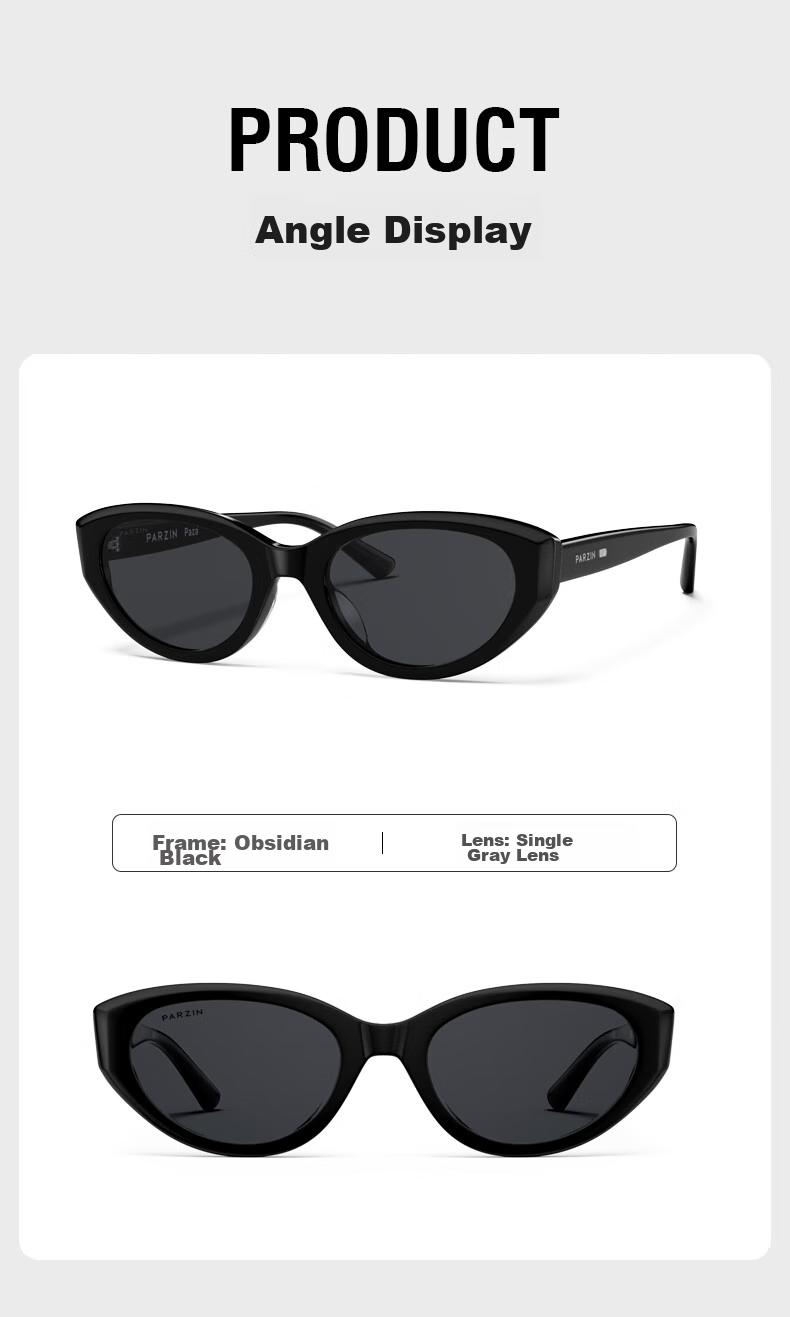 PARZIN Sunglasses, Fan Chengcheng Style Fashionable Cat-Eye Narrow Frame Glasses, Sun Protection Driving Sunglasses, PZ12733 15