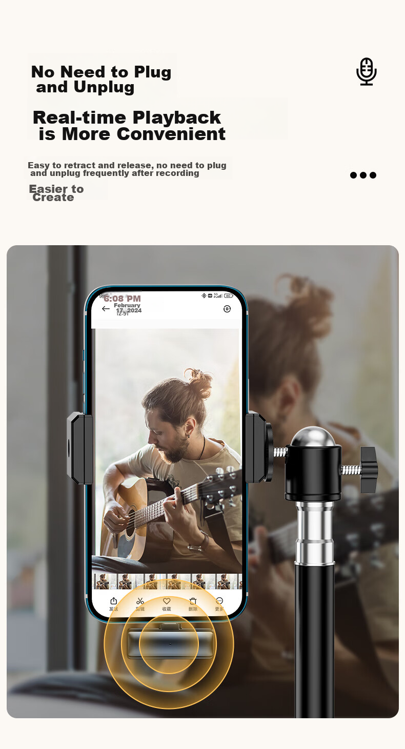 CRENOV Wireless Lavalier Microphone, Audio Recording Device for Live Streaming And Recording, Suitable for Mobile Phones, Computers, Cameras, TikTok, Outdoor Short Videos, Professional Noise Reduction Karaoke Microphone, One Transmitter And One Receiver with Storage 18