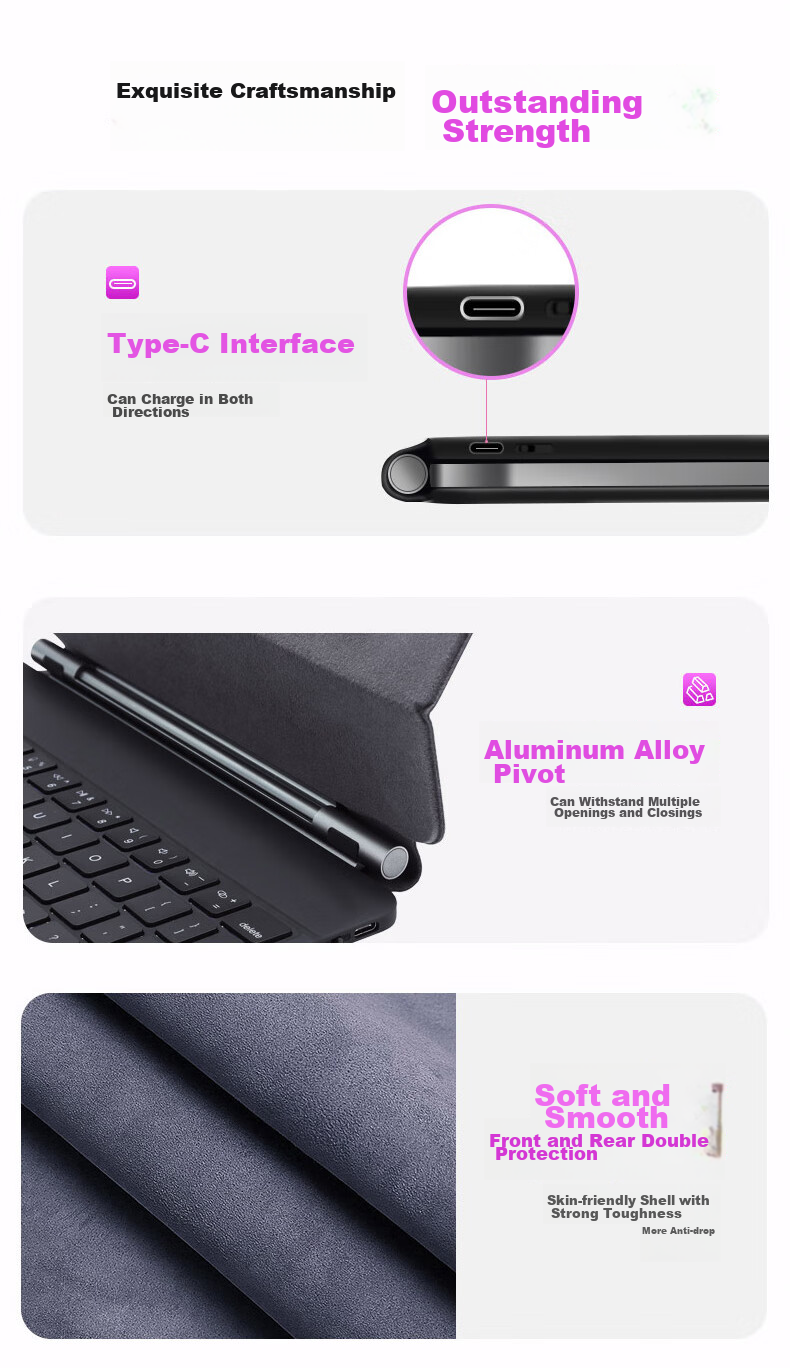 ALittleFlower Magnetic Floating Keyboard Case for IPad Pro And IPad Air 5 [Multi-Functional Touchpad] IPad Pro/Air 5/410.9 Student Gift New Year 22
