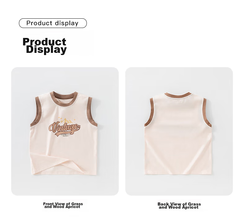 NUBIWU Children's Pure Cotton Tank Top, Summer Thin Breathable Undershirt, Boys Stylish Printed Sleeveless T-Shirt, Wide Shoulder Vest 17
