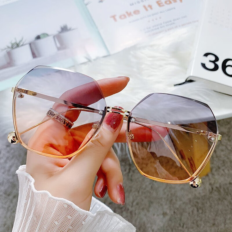 LESCA LUNETIER Trendy Women's Internet Celebrity UV Protection Sunglasses Gradient Blue for Qixi Festival And Father's Day 9