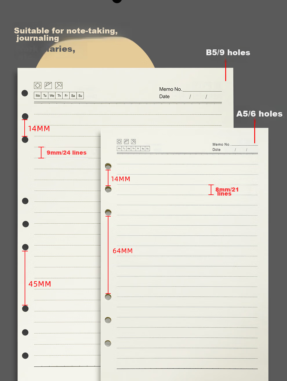 Jiaranheng Loose-Leaf Refill Paper, 4-Hole, Suitable for A4 Loose-Leaf Notebooks And Notebooks, Thickened Blank Refill Pages 4