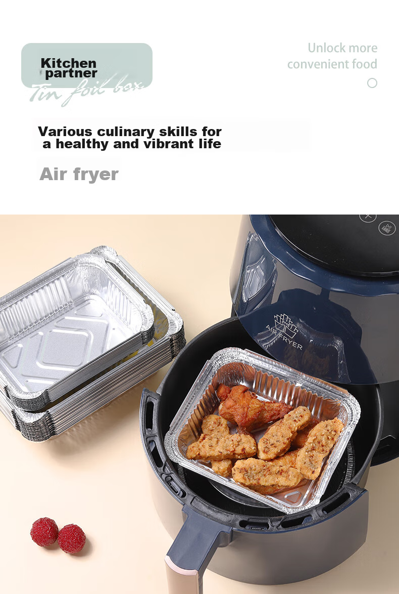 Faxilon Air Fryer And Oven-Specific Aluminum Foil Trays, 1100ml*20 Pieces, Disposable Rectangular Takeout Containers for Baking 5
