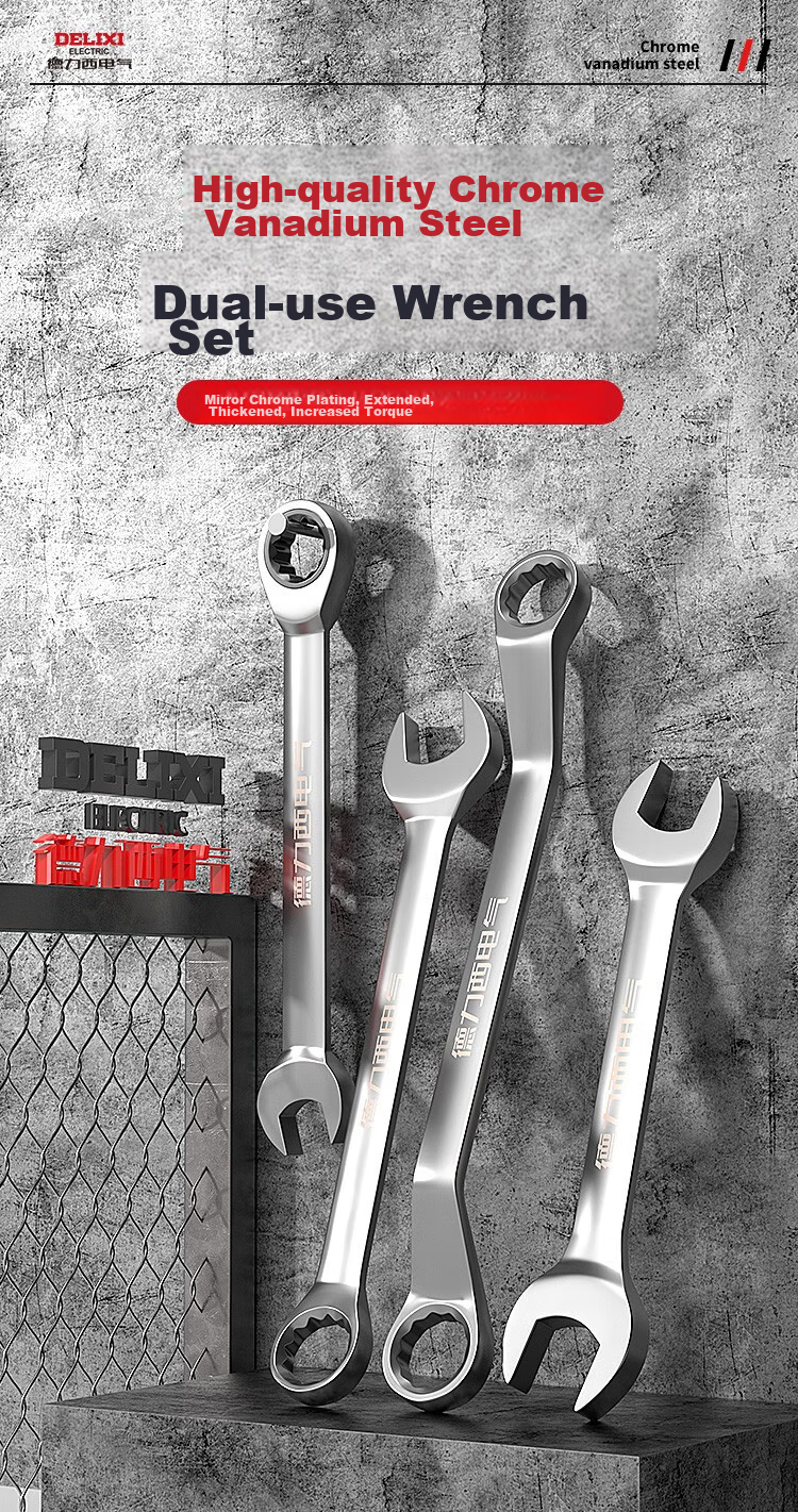 DELIXI ELECTRIC Wrench Set, Open-End Wrenches for Home And Car Repair, Labor-Saving Open-End Wrenches, 6-Piece Set 2