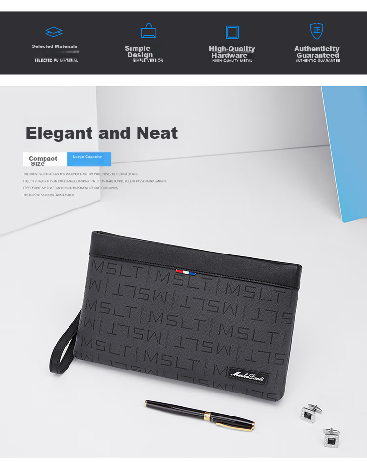 MashaLanti Men's Handbag, Casual Business Clutch, Large Capacity Zipper Pouch, Envelope Bag for Men, Practical Birthday Gift 2