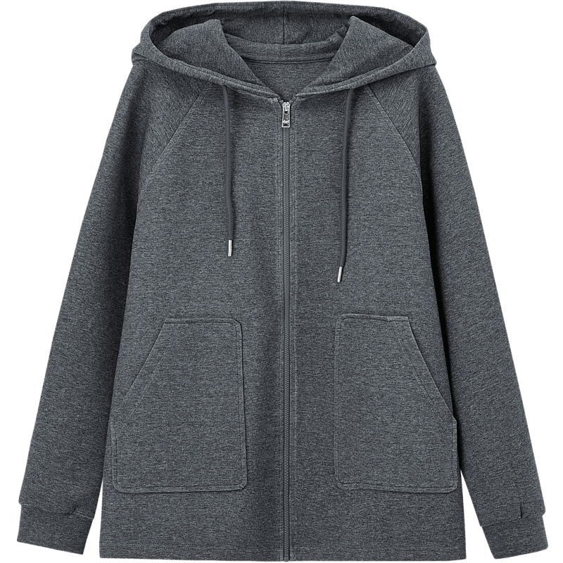 Dme [Stroll Outfit] Spring And Autumn Sporty Style 350G Air Layer Hooded Sweatshirt Jacket for Petite Women to Conceal Body Shape