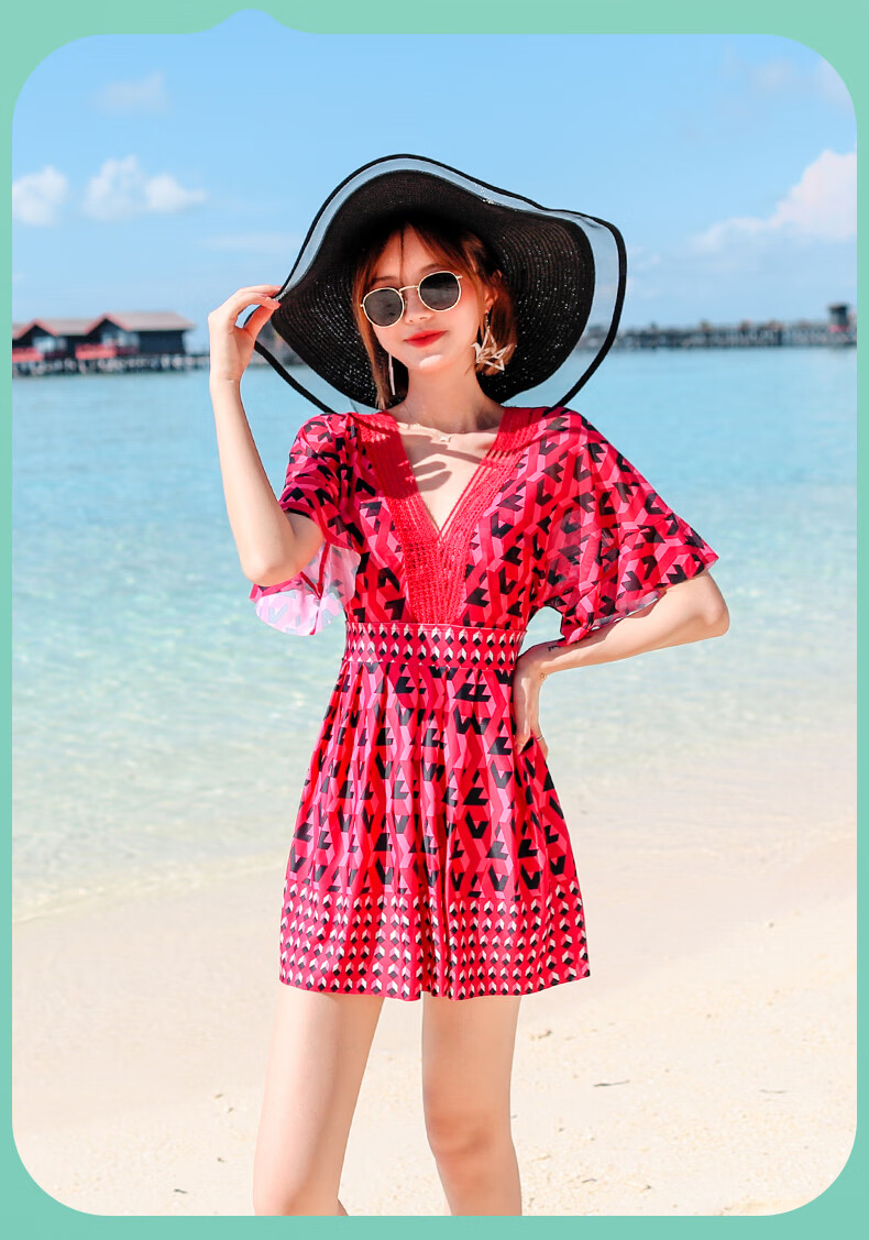 Yifu Sun Protection Swimsuit for Women, Tummy Control Slimming Fairy Style, Trendy Korean Hot Spring Swimwear, Plus Size for Curvy Women And Students 24