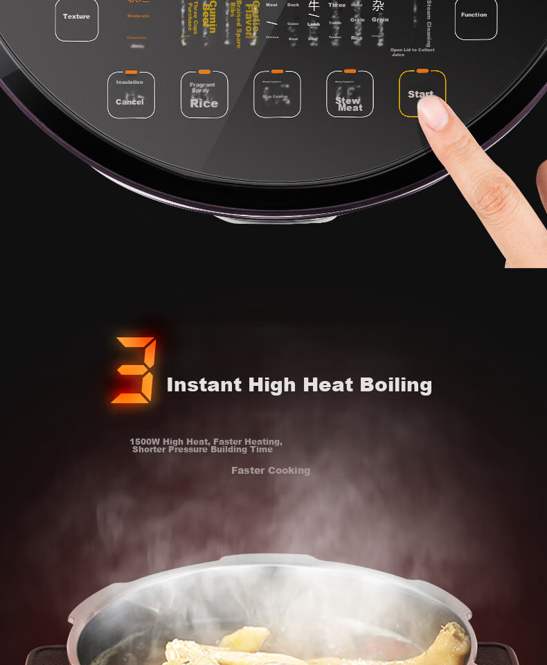 Midea Electric Pressure Cooker, 6L Household Double Pot IH Heating Fully Automatic Intelligent Pressure Cooker, 8-Minute Quick Cooking Electric Pressure Cooker MY-S682N [ZMD Safe Series] 2