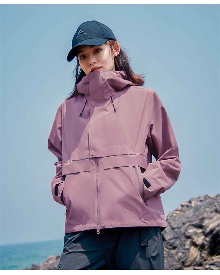 Pioneer Camp Breathable Windproof Waterproof Jacket for Women, Autumn Outdoor Breathable Windproof Waterproof Travel Hiking Coat, Light Apricot Color, XXL 14