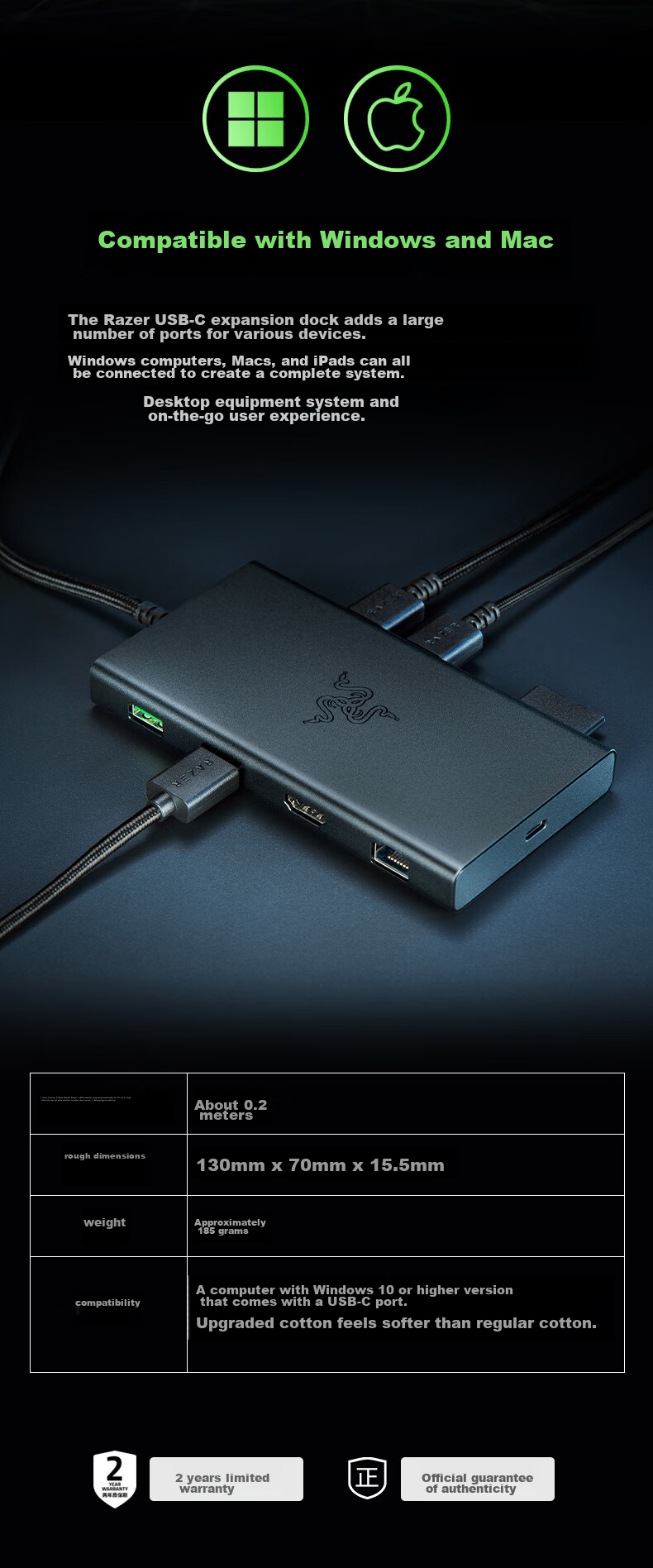 Razer USB-C Hub Adapter, Compatible with Mac, IPad, Laptops, HDMI Port, Black 9