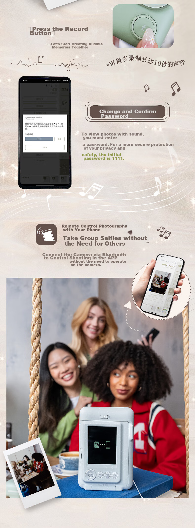 INSTAX Fuji INSTAX Instant Camera, Digital And Film Instant Photography Camera (Prints Mobile Phone Photos), Mini Liplay, Lover White 4