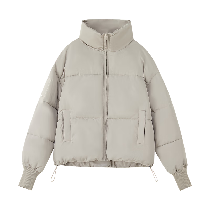 Dme [Puffy Mini Bread] Winter Lightweight Warm Stand-Collar Reversible Cotton Jacket, Drawstring Short Women's Cotton Coat