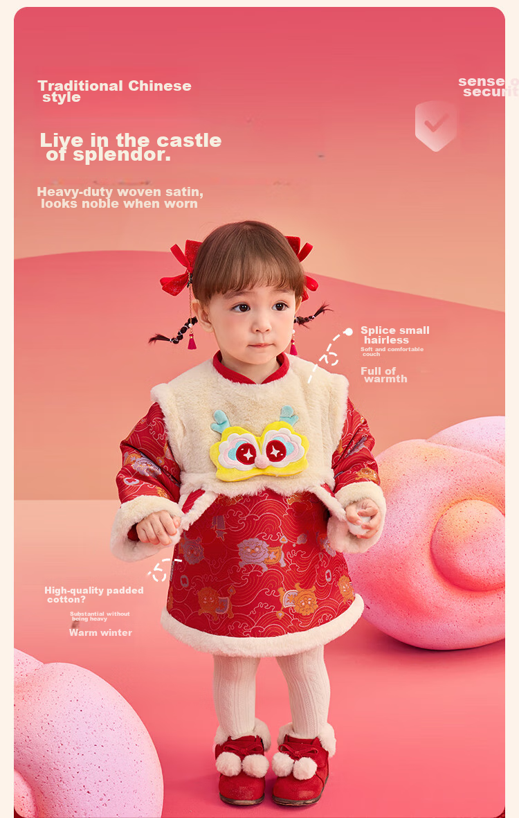 BALABALA Children's Clothing, Baby Dress, Girls' Spring And Autumn Outfit, Chinese New Year Costume for Little Girls, National Style, 208125111010 5