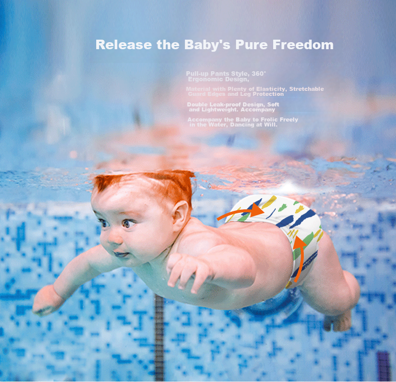 Bibabaobei Summer Series Swimming Trunks, XL Size 5 Pieces (12-17kg), Disposable Waterproof Pants for Infants, Baby Diapers 2