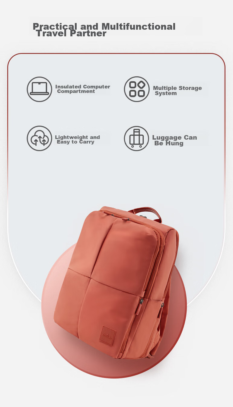 Echolac Couple's Laptop Backpack, Fashionable Trendy Backpack, Travel Simple Casual Women's Schoolbag, Orange, 16 Inches, CKP602 2
