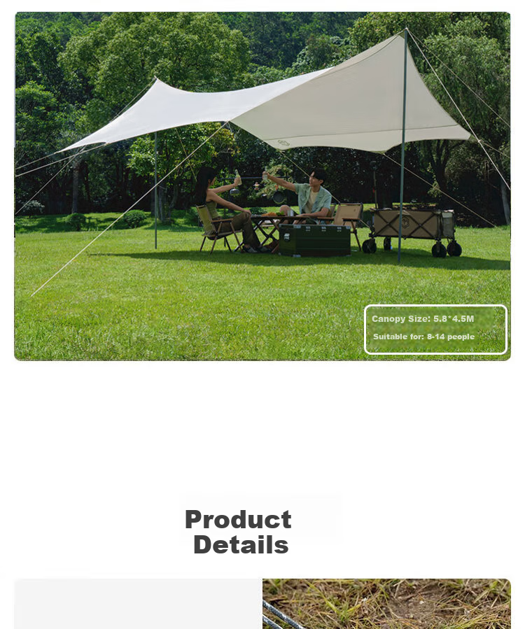 JD Original Butterfly-Shaped Silver-Coated 22-Square Outdoor Camping Hexagonal Canopy Tent, Sunshade, Picnic, Sun Protection, Rainproof Awning for 6-10 People 13