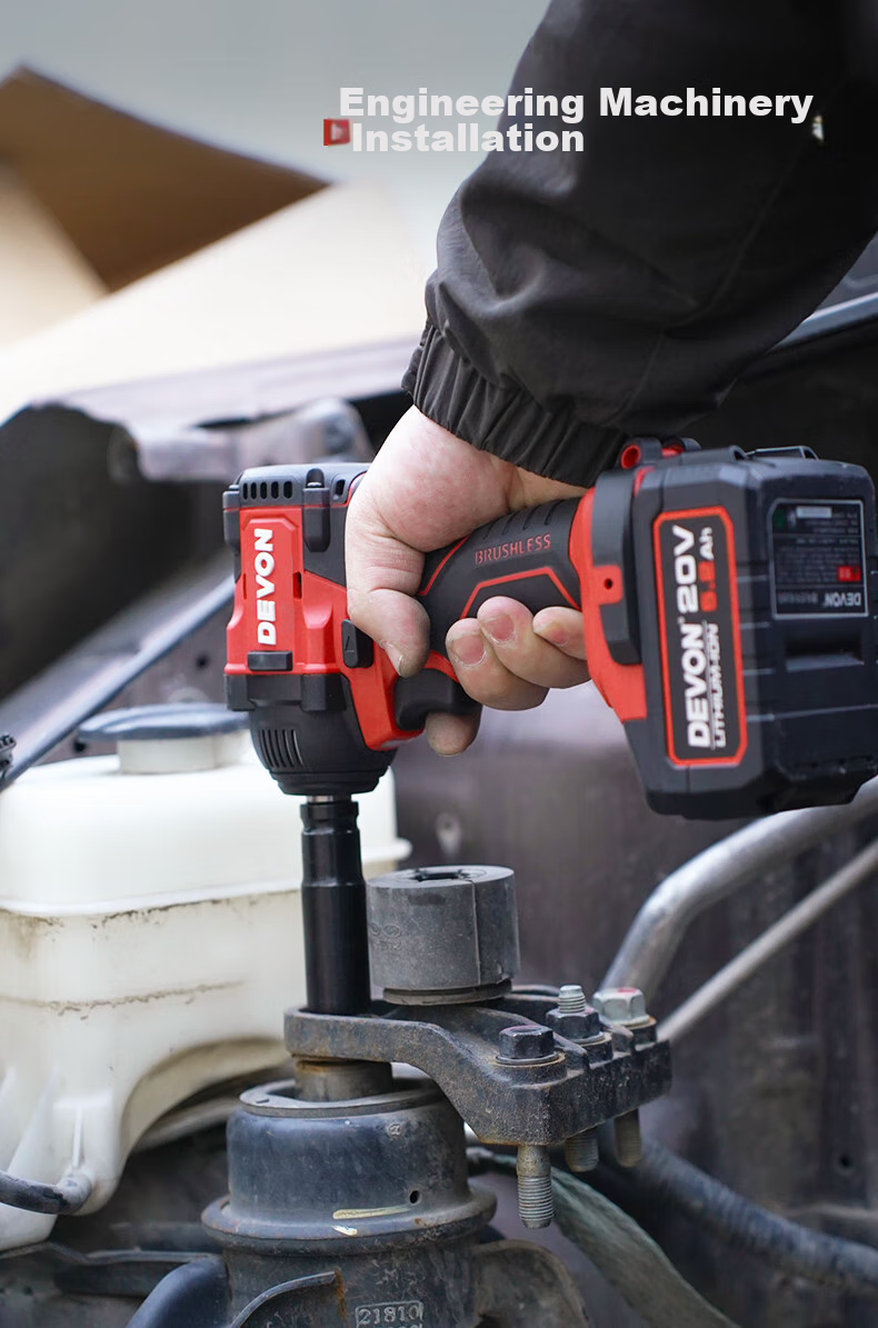 Devon 20V Brushless Impact Wrench, High Torque Industrial-Grade Lithium Battery Wrench Pneumatic Gun, 5733 Dual Battery 5.0 Fast Charging 6