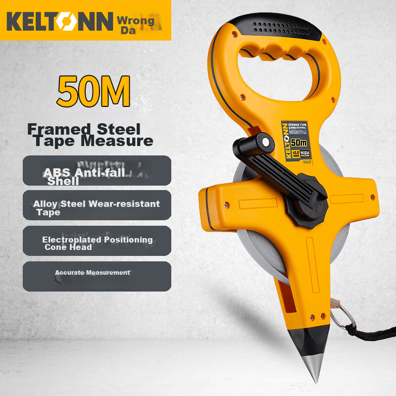 KELTONN 50-Meter Handheld And Stand-Up Steel Tape Measure, Cross-Shaped Long Tape Measure, Engineering Ruler, Measuring Tape, Meter Ruler, Renovation Measuring Tape