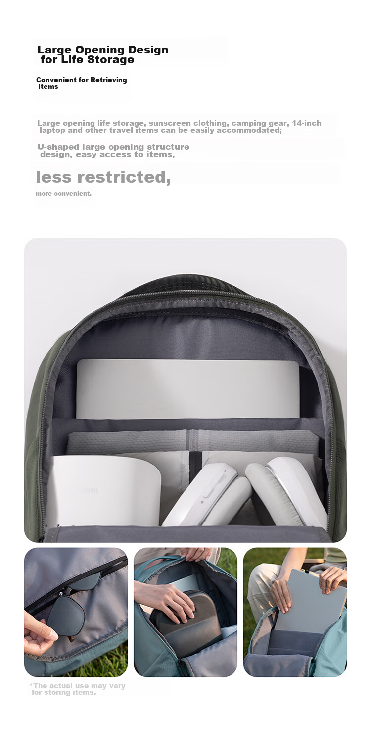 Mijia Outdoor Casual Sports Backpack for Men And Women, Lightweight Laptop Bag, Student Schoolbag, Travel Fitness Bag, Obsidian Black 5