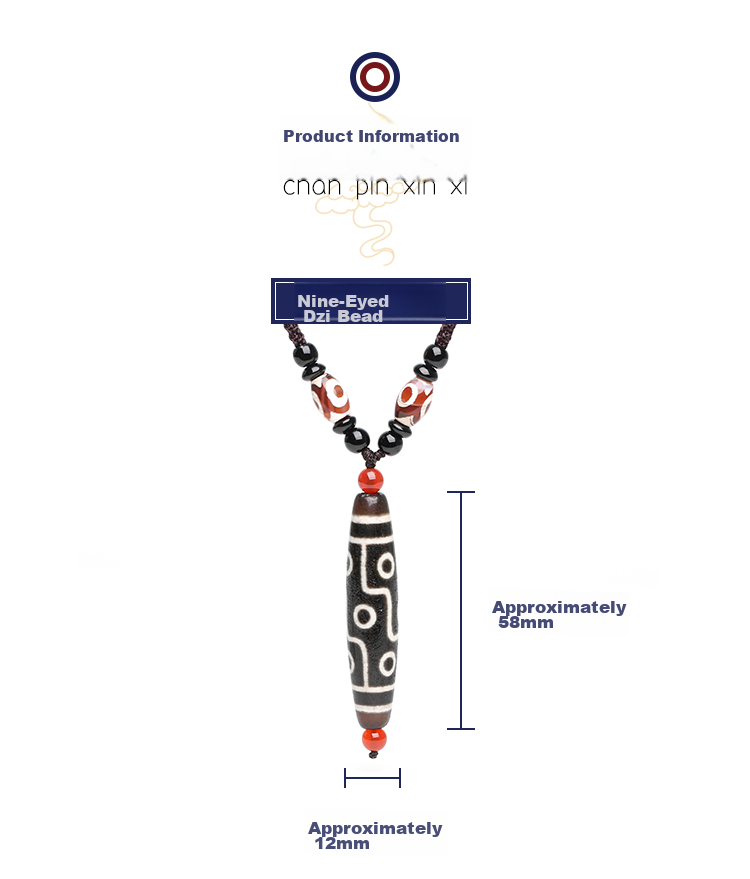Shichuanbaishi Tibetan Nine-Eyed Dzi Bead Pendant Crystal Agate Necklace for Men And Women, Lucky Charm Amulet, Couple's Birthday Gift 5