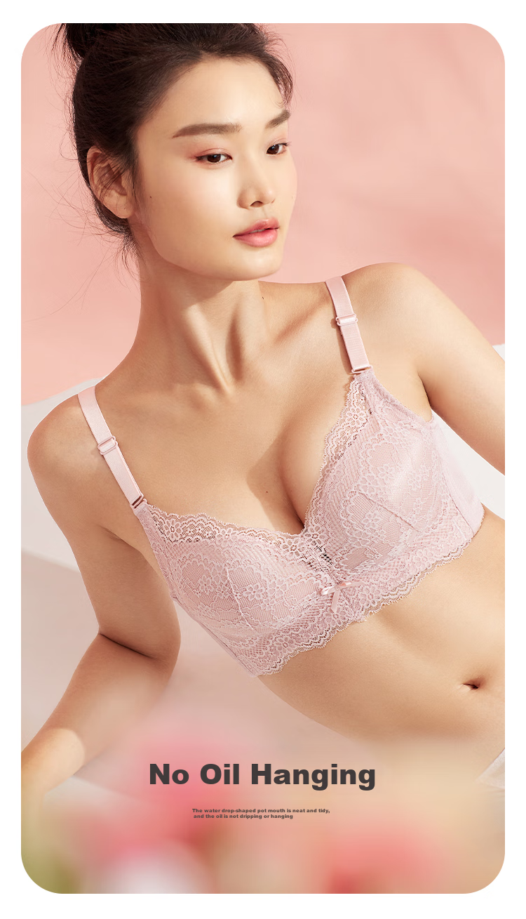 Dushiliren Women's Wireless Breathable Bra, Patented Side Push-Up, Lace Sexy Brassiere Set, 2B25W2 9