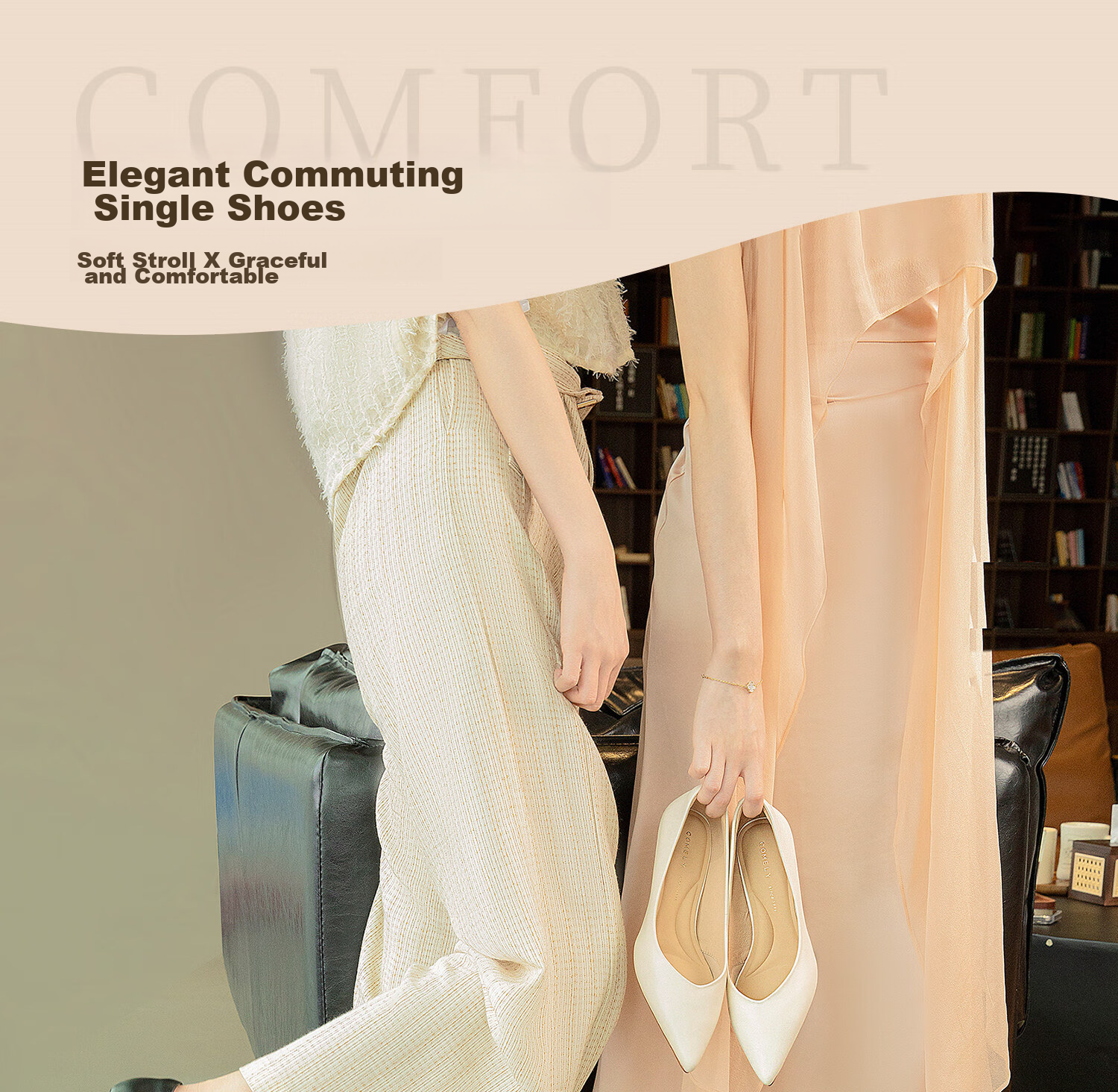 COMELY Elegant High Heels for Women, Spring And Summer New Black Commuter Ladies Genuine Leather Pumps, Versatile And Comfortable, Apricot Color, Size 39 3