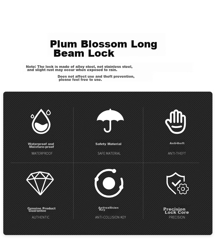 BLOSSOM Long Shackle Padlock, 40MM Indoor/outdoor Door Lock, 2940L 3