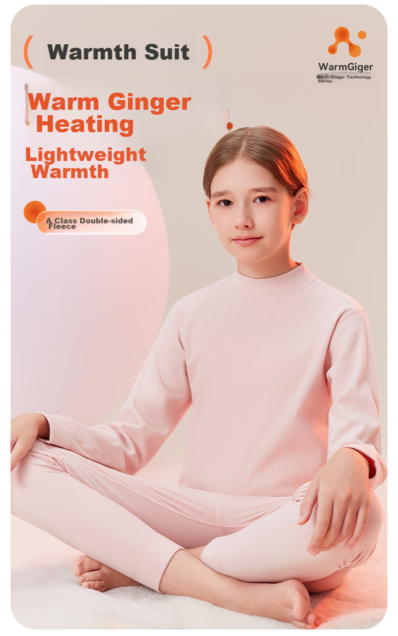 LangSha Girls' Thermal Underwear Set, Children's Autumn Top And Pants, Double-Sided Fleece, Youth And Older Children's Base Layer for Fall And Winter 2