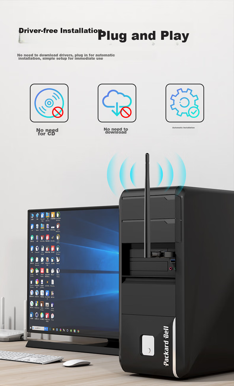 EDUP AX900 WiFi 6 Driverless USB Dual-Band 5G Bluetooth 5.3 Wireless Network Adapter for Desktop Computers, Supports Win10/11 EP-AX900S 7