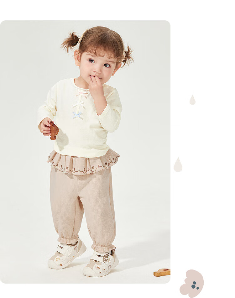 Balabala Kids Baby Girls Ruffle Trim Waistband Sweet Stylish Trendy Long Pants 6