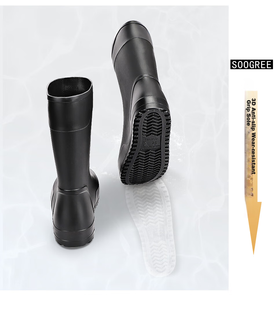 SooGree Men's Mid to High-Top Rain Boots, Stylish Wear-Resistant Waterproof Non-Slip Beach Shoes, Protective Work Shoes for Food Delivery 4