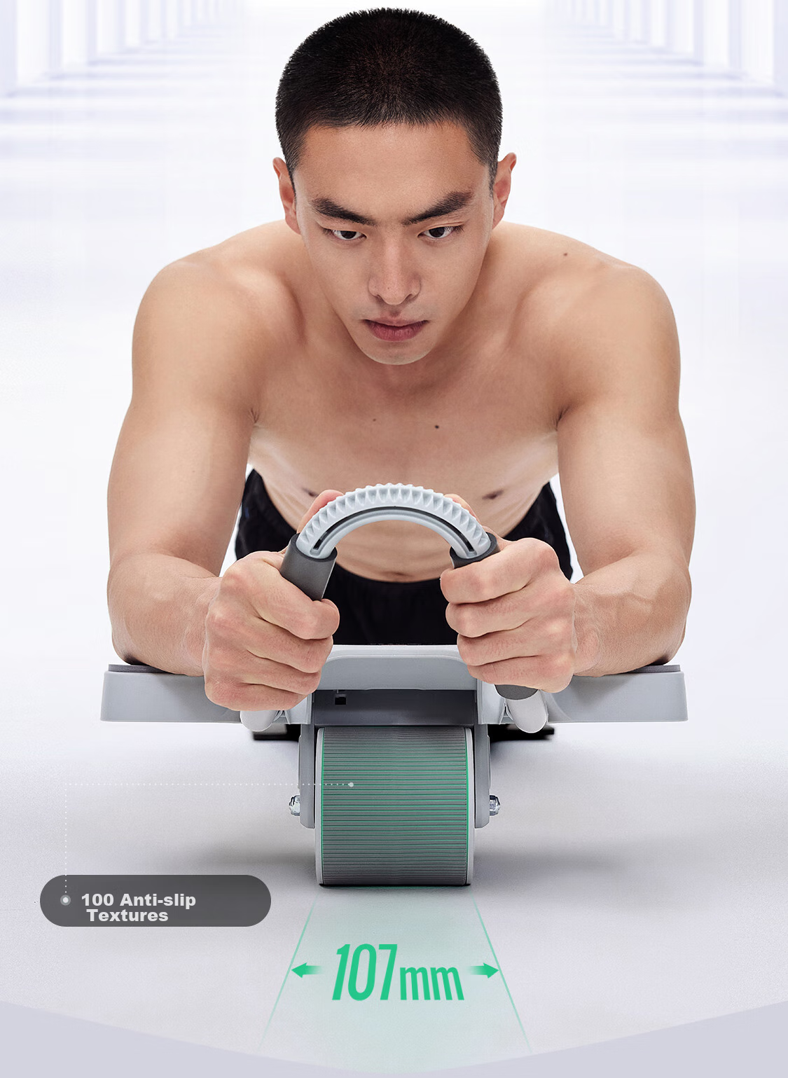 Keep Abdominal Wheel, Automatic Rebound Elbow Support Band, Assisted Plank Support, Abdominal Training Device, Double Wheels, Glacier Gray 12