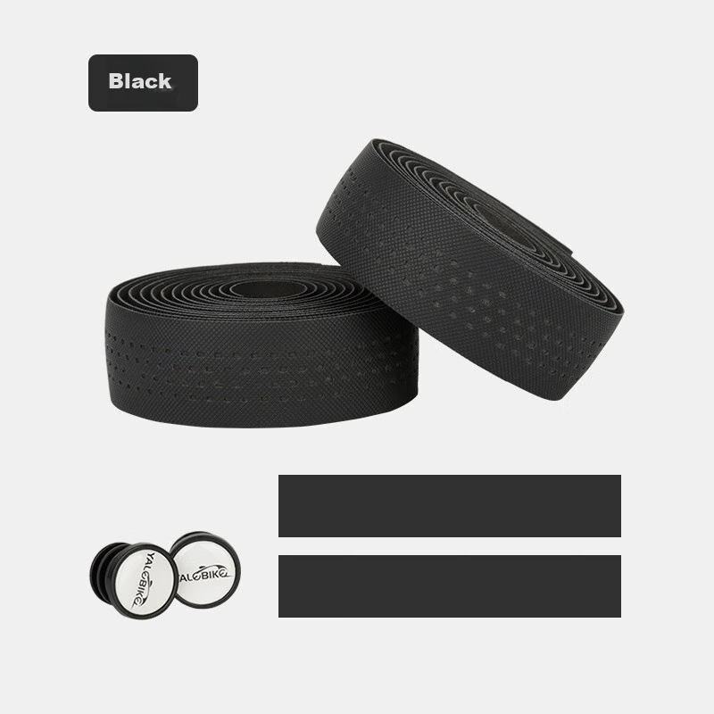 BIKEBROS Bicycle Handlebar Tape, Road Bike Handlebar Tape Curved Handlebar Racing Fixed Gear Bike Handlebar Tape, Breathable Non-Slip Shock-Absorbing Sweat-Absorbing PU Leather Handlebar Tape Wrap Strap Tie, Black 11