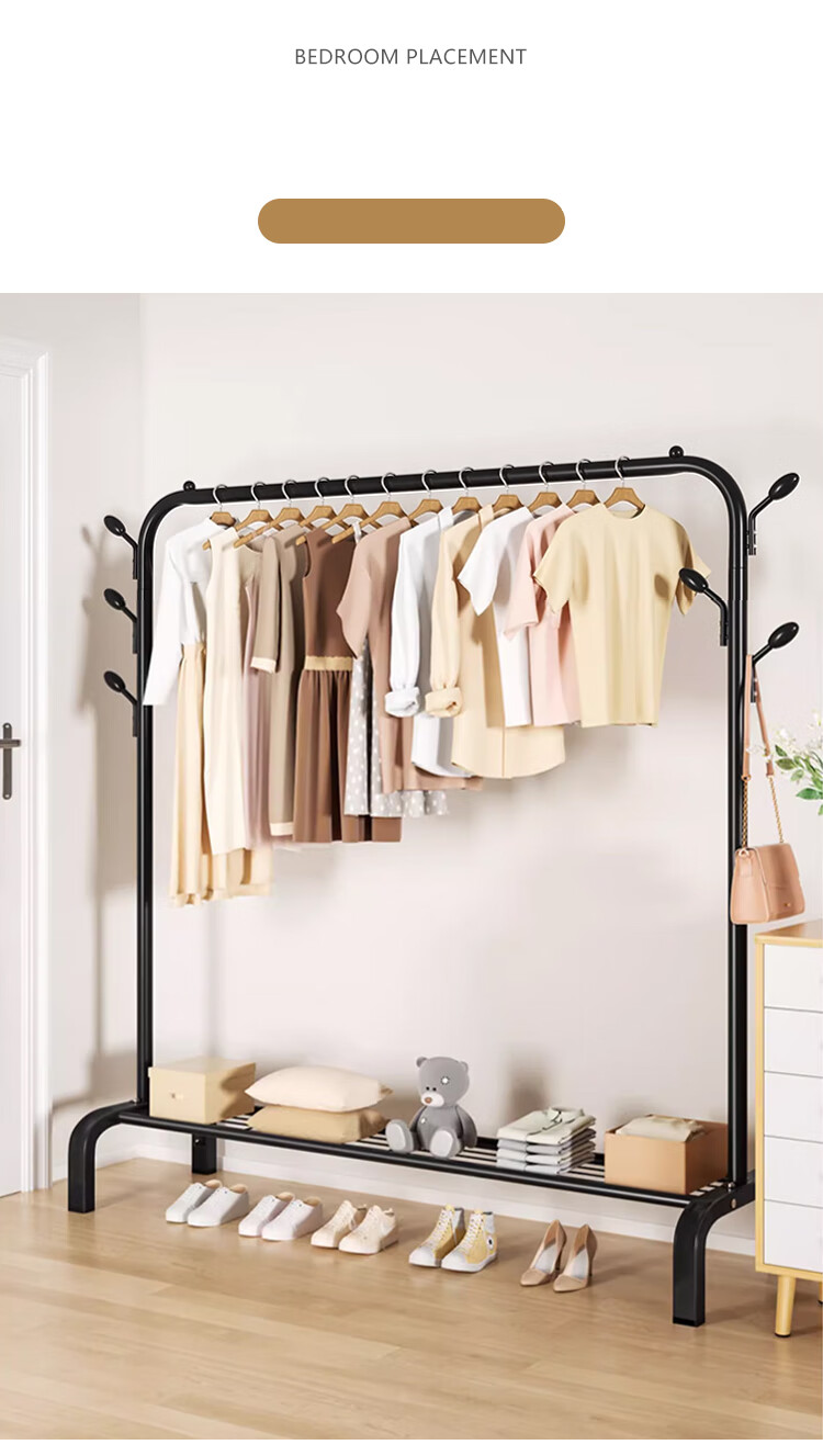 Huakaizhixing Clothes Drying Rack, Floor-Standing Clothes Hanger, Bedroom Drying Stand, YJ98 White, 1.5 Meters, 7 Hooks 15